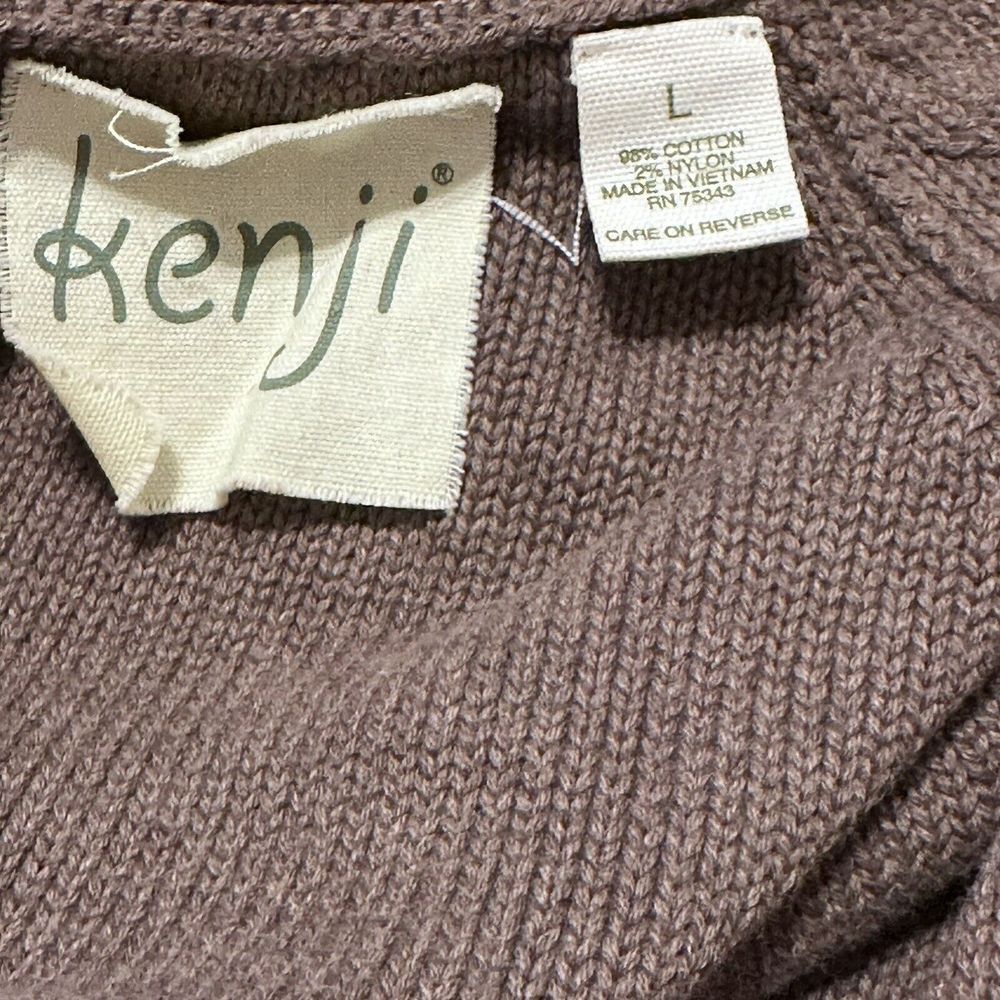Kenji Womens Large Short Sleeve Cardigan Sweater Anthropologie Taupe - Picture 9 of 9